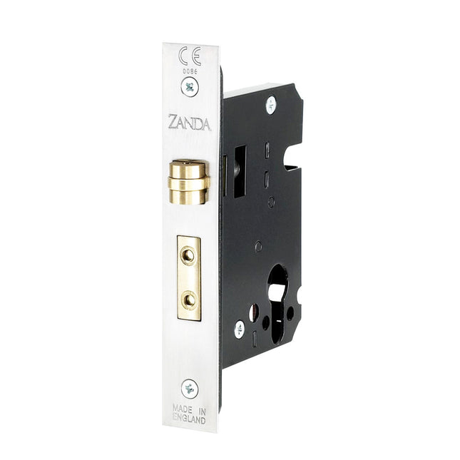 Round Roller Lock Kit w/ Double Cylinder (Key/Key) Satin Chrome 1149.SC Zanda | Decorus Hardware