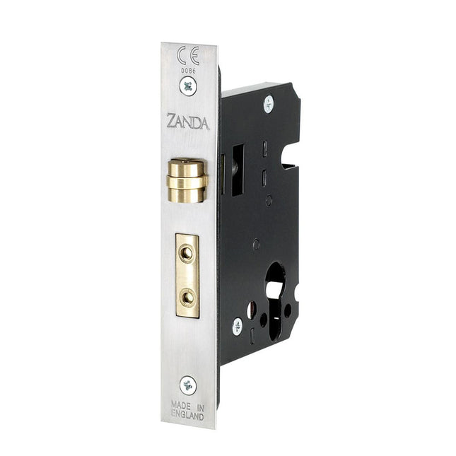 Zanda Door Lock | Commercial & Residential Lock Hardware | Round Roller Lock Kit w/ Single Cylinder (Key/Turn) Stainless Steel 1150SS