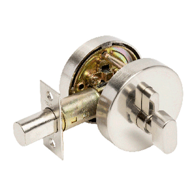 Triad Round Slimline Single Deadbolt Key/Turn Brushed Nickel 11518.BN Zanda | Decorus Hardware