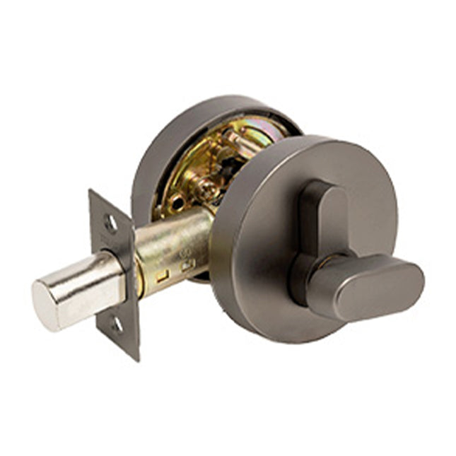 Triad Round Slimline Single Deadbolt Key/Turn Graphite Nickel 11518.GN Zanda | Decorus Hardware