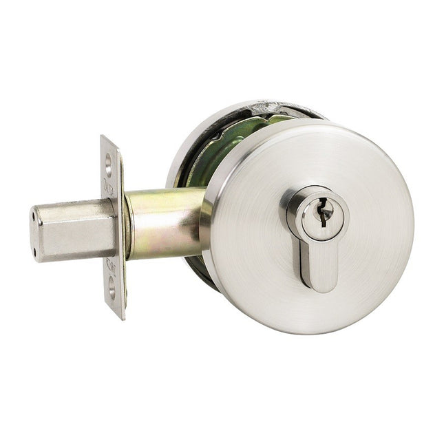 11519.BN | Triad Round Slimline Double Deadbolt Key/Key Brushed Nickel | Zanda Architectural