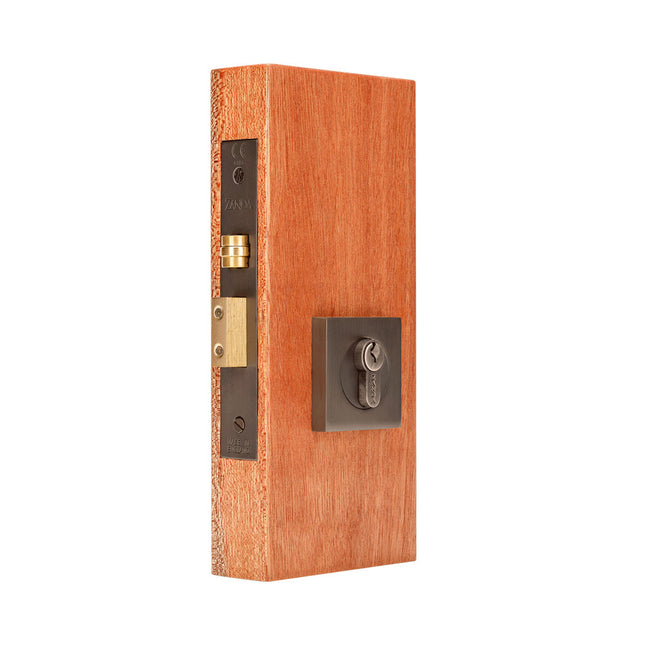 Square Roller Lock Kit w/ Single Cylinder Key/Turn Graphite Nickel 11572GN Zanda | Decorus Hardware