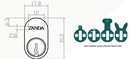 1160.BN | Oval Cylinder 6 Pin Brushed Nickel | Zanda Architectural