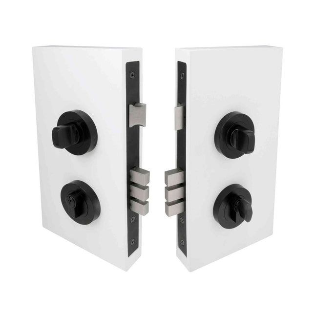 Round Double Turn Lock Kit 60mm Backset Longcase Matt Black 1183.BLK Zanda | Decorus Hardware