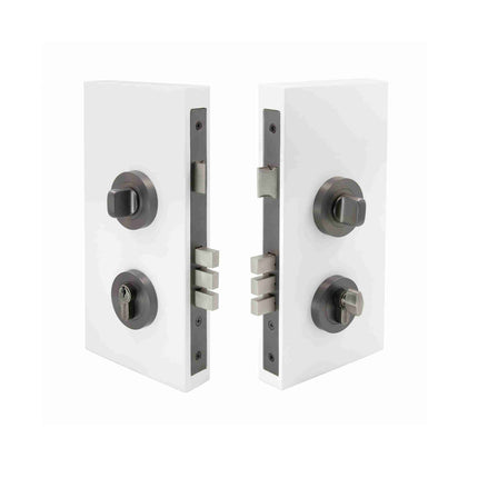 Round Double Turn Lock Kit 60mm Backset Longcase Graphite Nickel 1183.GN Zanda | Decorus Hardware