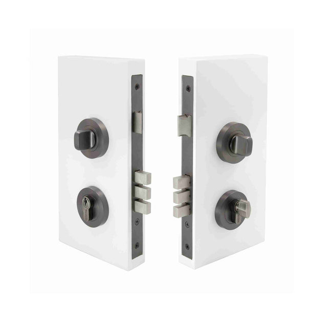 Round Double Turn Lock Kit 60mm Backset Longcase Graphite Nickel 1183.GN Zanda | Decorus Hardware