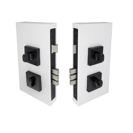 Square Double Turn Lock Kit 60mm Backset Longcase Matt Black 1184.BLK Zanda | Decorus Hardware