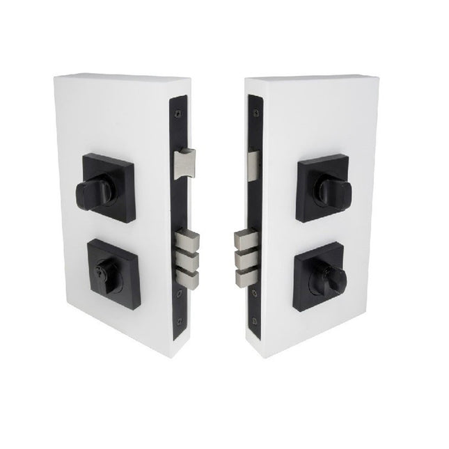 Square Double Turn Lock Kit 60mm Backset Longcase Matt Black 1184.BLK Zanda | Decorus Hardware