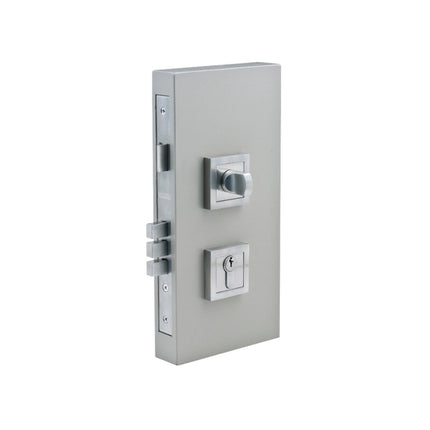 Square Double Turn Lock Kit 60mm Backset Longcase Brushed Nickel 1184.BN Zanda | Decorus Hardware