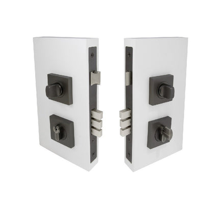 Square Double Turn Lock Kit 60mm Backset Longcase Graphite Nickel 1184.GN Zanda | Decorus Hardware