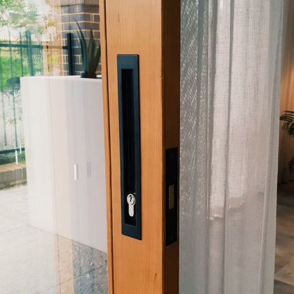 1269.BLK | Verve Sliding Door Lock Kit Matt Black 200 x 37mm | Zanda Architectural
