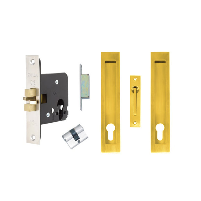 Verve Sliding Door Lock Kit Satin Brass 200 x 37mm 1269.SB Zanda | Decorus Hardware
