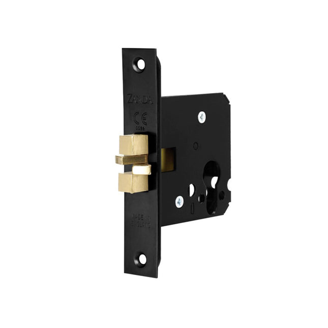 Sliding Door Euro Mortice Lock Stainless Steel Black 57x76mm 1290BLK Zanda | Decorus Hardware