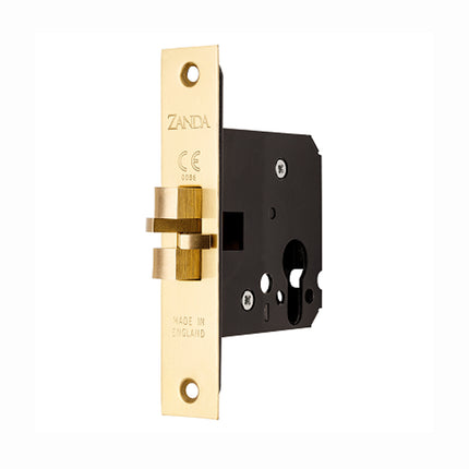 Sliding Door Euro Mortice Lock Claw Type Satin Brass 1290SB Zanda | Decorus Hardware