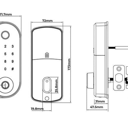 Stealth Smart Lock Deadbolt 60mm Brushed Nickel 1320.BN Zanda