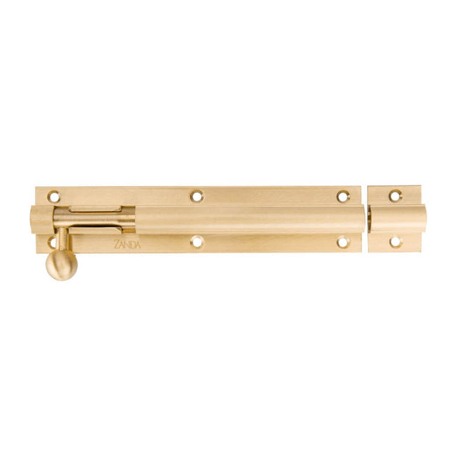Heavy Duty Straight Barrel Bolt 150x31x30mm Satin Brass 5224.SB Zanda | Decorus Hardware
