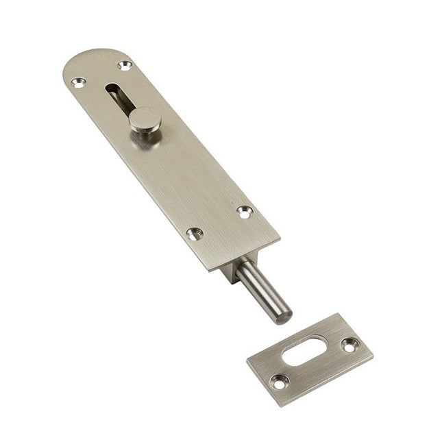 Reverse Barrel Bolt Radius 450mm Brushed Nickel 5233.BN Zanda | Decorus Hardware