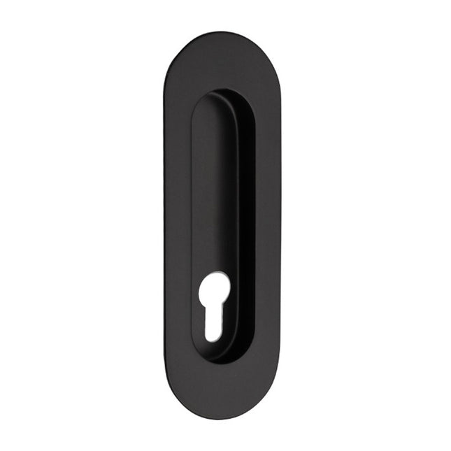 Oval Flush Pull Concealed Fix Euro Keyhole 120mm Matt Black 5241.E.BLK Zanda | Decorus Hardware