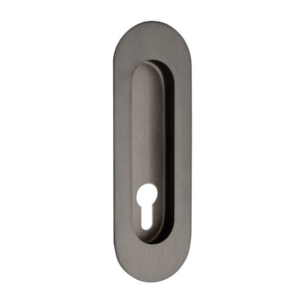 Oval Flush Pull Concealed Fix Euro Keyhole 120mm Graphite Nickel 5241.E.GN Zanda | Decorus Hardware
