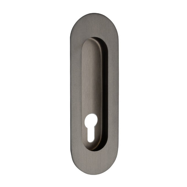 Oval Flush Pull Concealed Fix Euro Keyhole 120mm Graphite Nickel 5241.E.GN Zanda | Decorus Hardware