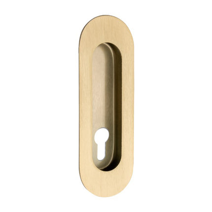 Oval Flush Pull Concealed Fix Euro Keyhole 120mm Satin Brass 5241.E.SB Zanda | Decorus Hardware