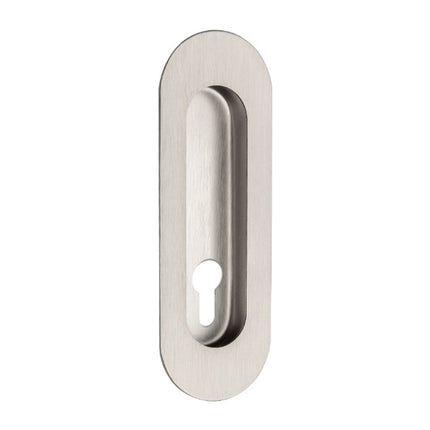 Oval Flush Pull Concealed Fix Euro Keyhole 120mm Stainless Steel 5241.E.SS Zanda | Decorus Hardware