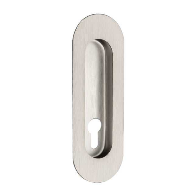 Oval Flush Pull Concealed Fix Euro Keyhole 120mm Stainless Steel 5241.E.SS Zanda | Decorus Hardware