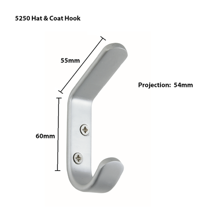 5250.SA | Aluminium Hat and Coat Hook Satin Anodized | Zanda Architectural