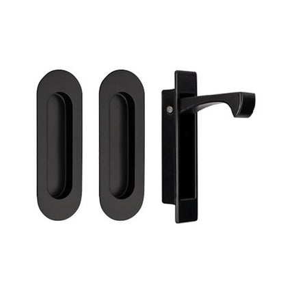 Duke Oval Style Flush Pull Kit Matt Black 5260.BLK Zanda | Decorus Hardware