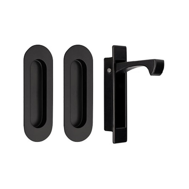 Duke Oval Style Flush Pull Kit Matt Black 5260.BLK Zanda | Decorus Hardware