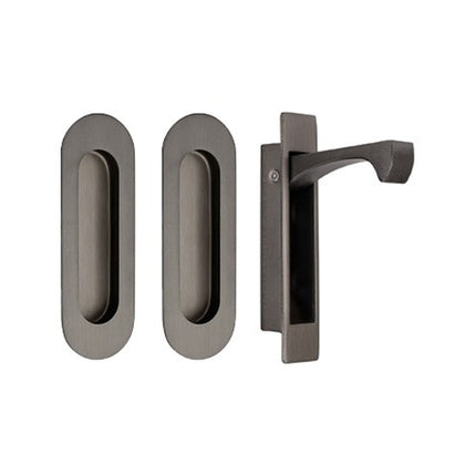 Duke Oval Style Flush Pull Kit Graphite Nickel 5260.GN Zanda | Decorus Hardware
