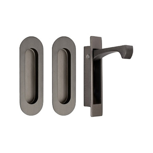 Duke Oval Style Flush Pull Kit Graphite Nickel 5260.GN Zanda | Decorus Hardware
