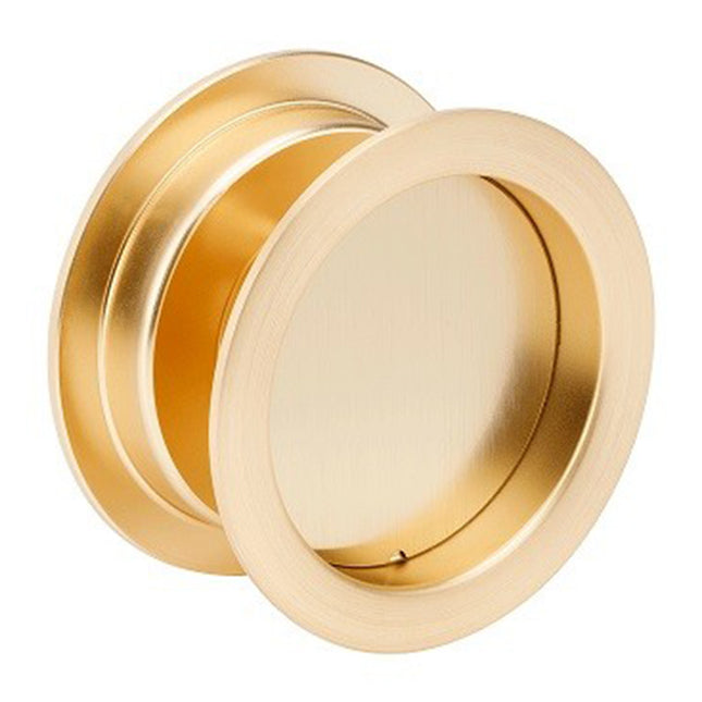 Round Cavity Slider Passage Set Satin Brass 5326.SB Zanda | Decorus Hardware