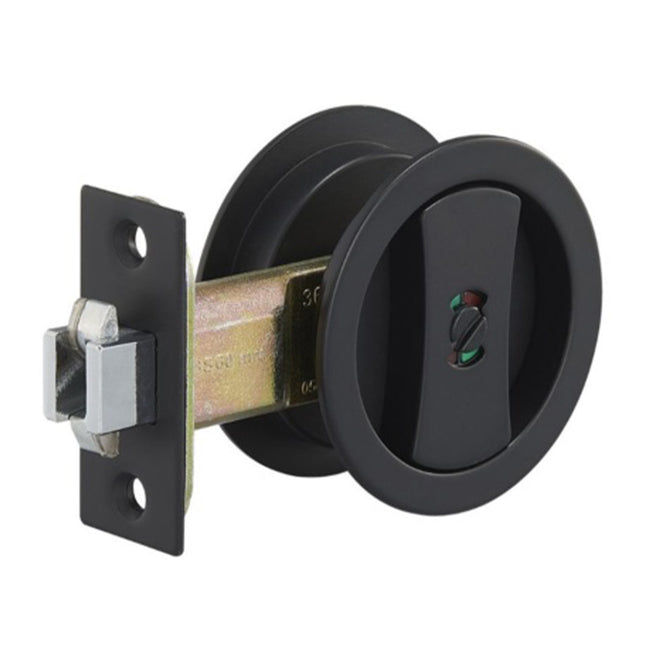 Round Cavity Slider Privacy Set Matt Black 5327.BLK Zanda | Decorus Hardware