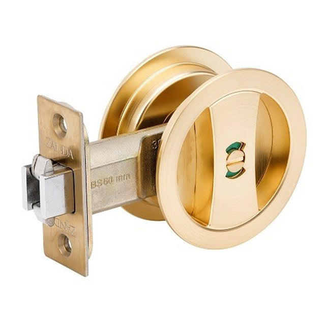 Round Cavity Slider Privacy Set Satin Brass 5327.SB Zanda | Decorus Hardware