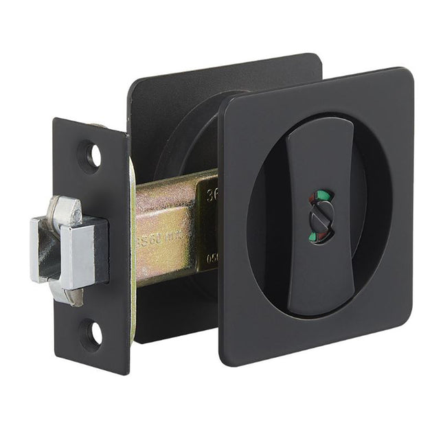 Square Cavity Slider Privacy Set Matt Black 5331.BLK Zanda | Decorus Hardware