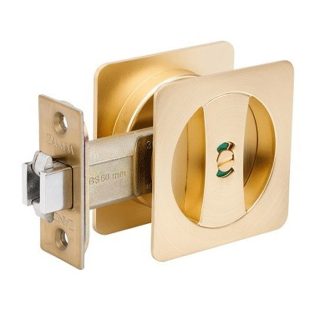 Square Cavity Slider Privacy Set Satin Brass 5331.SB Zanda | Decorus Hardware