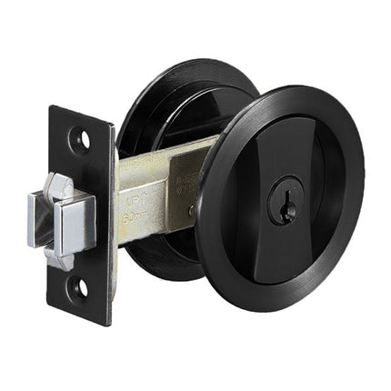 Round Cavity Sliding Lockable Set Matt Black 5335.BLK Zanda | Decorus Hardware