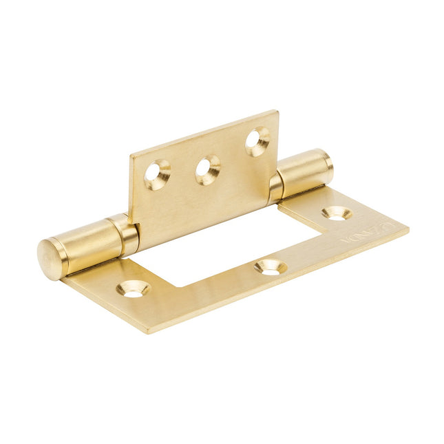 5908.SB | Fast Fix Bearing Hinge Timber 100x70x2.5mm Satin Brass | Zanda Architectural