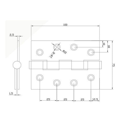 5910.GN | Door Butt Hinge Fixed Pin 100x100x2.5mm Graphite Nickel | Zanda Architectural