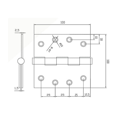 5903.GN | Door Butt Hinge Fixed Pin 100x75x2.5mm Graphite Nickel | Zanda Architectural