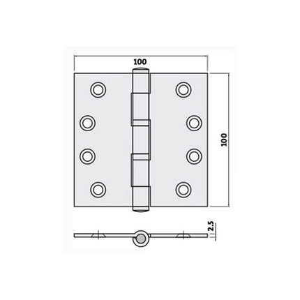 5910.GN | Door Butt Hinge Fixed Pin 100x100x2.5mm Graphite Nickel | Zanda Architectural