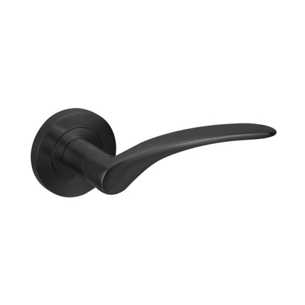 7015.BLK | Apollo Door Handle Lever on Round Rose Leverset Only Matt Black | Zanda Architectural
