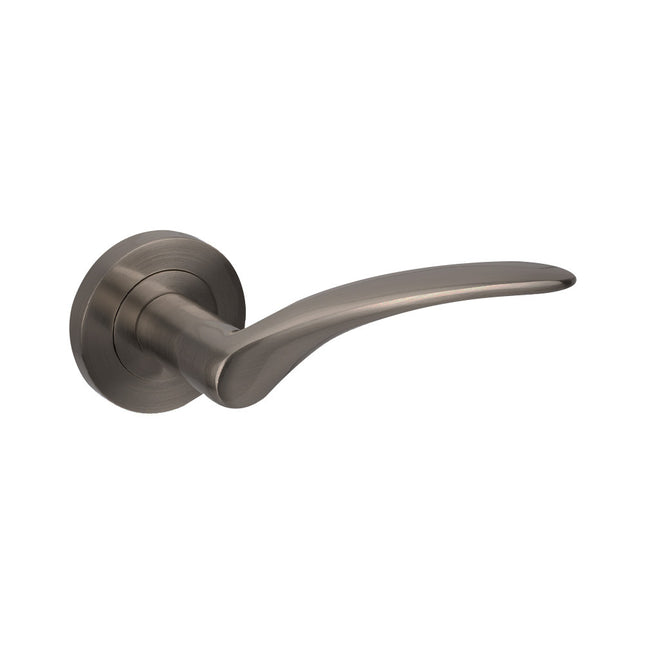 7015.GN | Apollo Door Handle Lever on Round Rose Leverset Only Graphite Nickel | Zanda Architectural