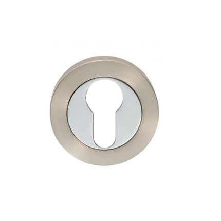 7020.2.BN/CP | Astron Round Euro Escutcheon 55mm Brushed Nickel/Chrome Polished 70202BNCP | Zanda Architectural