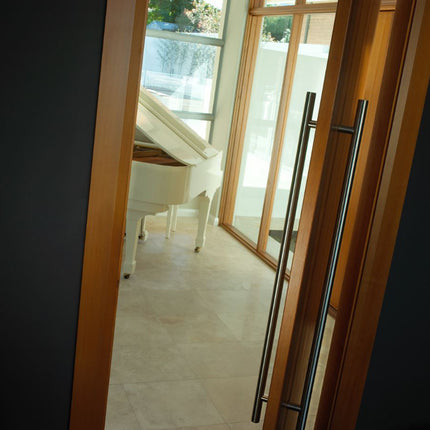 7026.BB.SB | Round Door Pull Handle Back to Back 600mm Satin Brass | Zanda Architectural