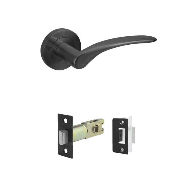 Apollo Door Handle Lever on Round Rose Passage Set Matt Black 7033.BLK Zanda | Decorus Hardware