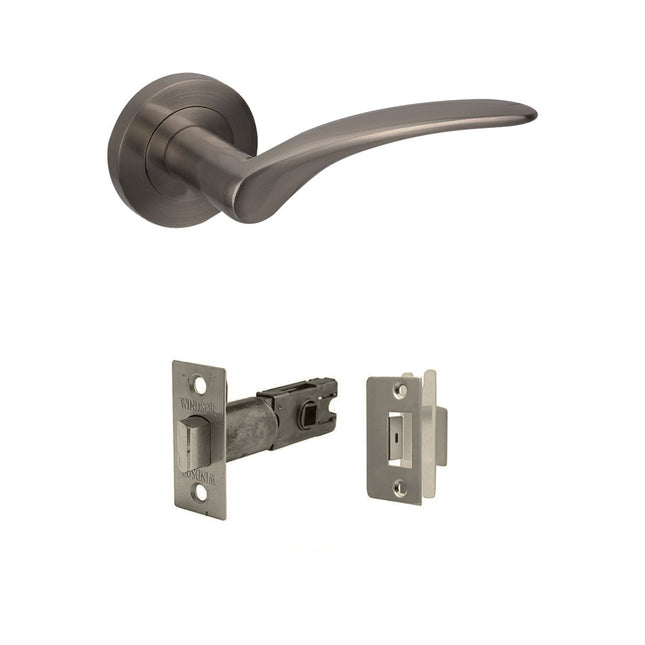 Apollo Door Handle Lever on Round Rose Passage Set Graphite Nickel 7033.GN Zanda | Decorus Hardware