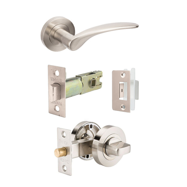 Apollo Door Handle Privacy Set Brushed Nickel 7034BN Zanda | Decorus Hardware