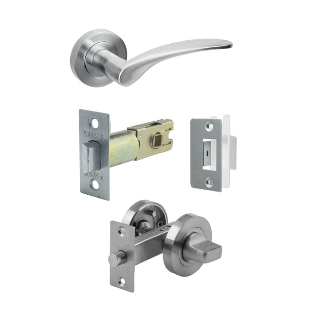 Apollo Door Handle Privacy Set Satin Chrome 7034SC Zanda | Decorus Hardware